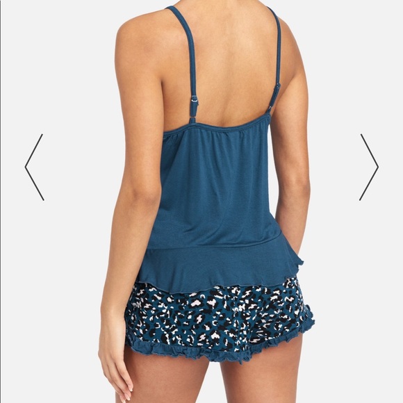 NWT BEBE Blue Animal Print Ruffle Pajama Set - Picture 2 of 9